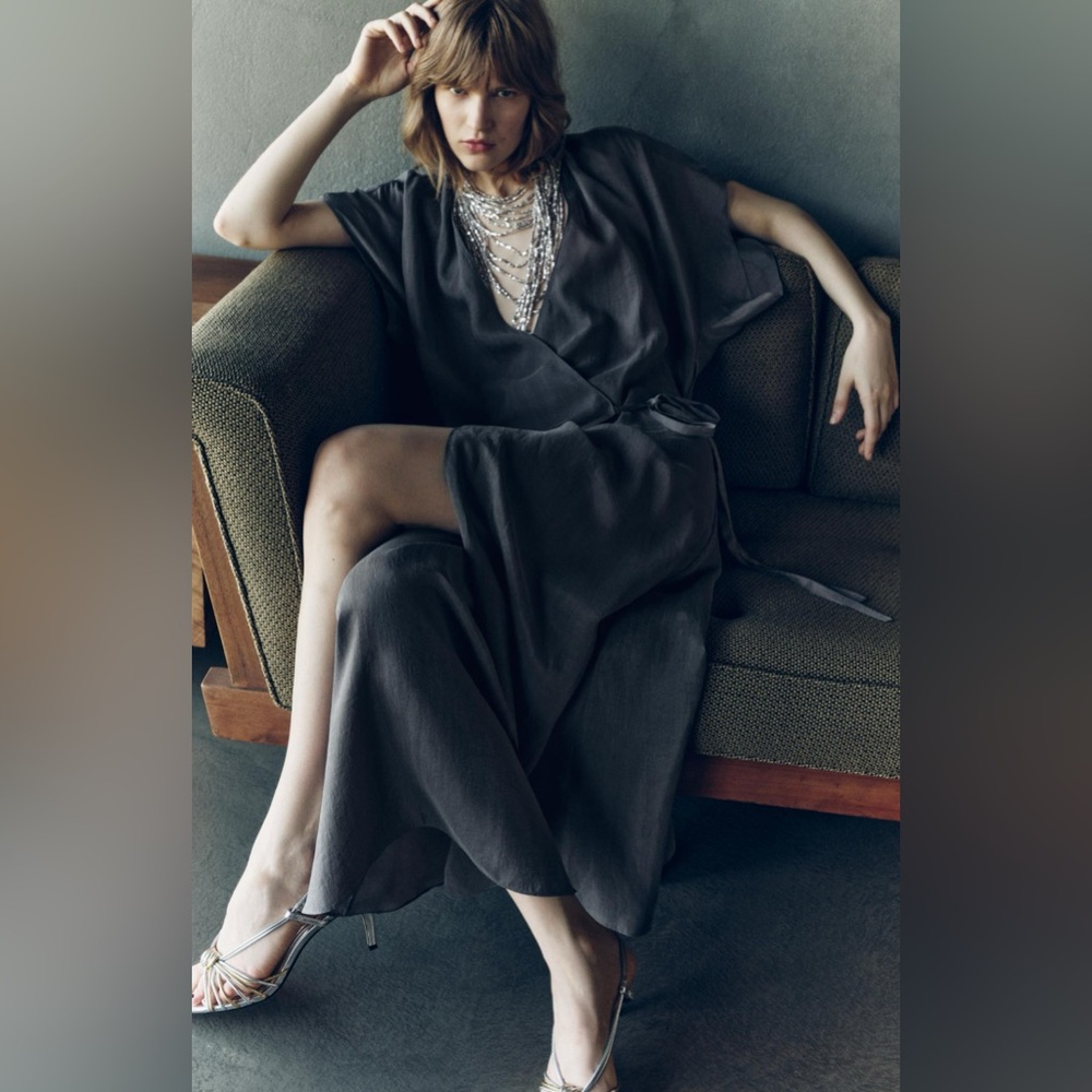 NWT ZARA TIED MIDI DRESS ZW COLLECTION